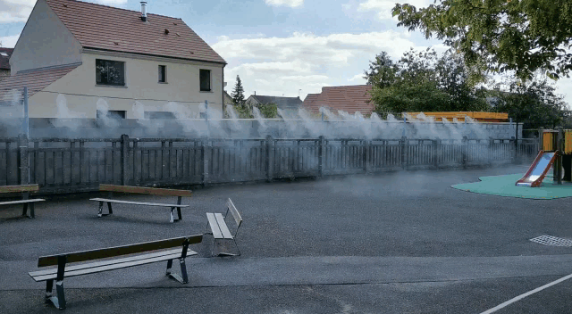 Brumisation haute pression HYDRO7 en action — microgouttelettes de 15 microns